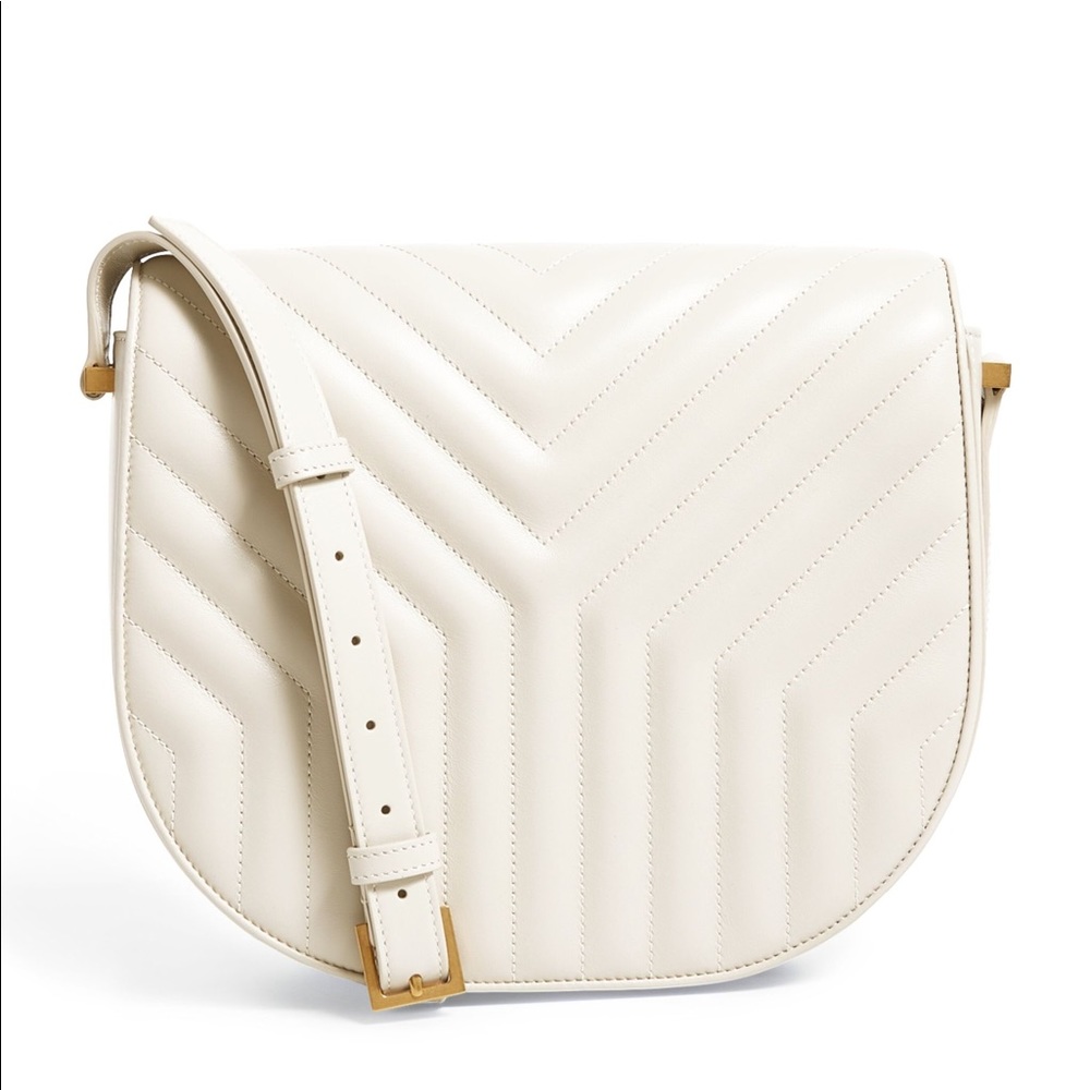 SAINT LAURENT Joan Quilted Y Satchel Shoulder Bag